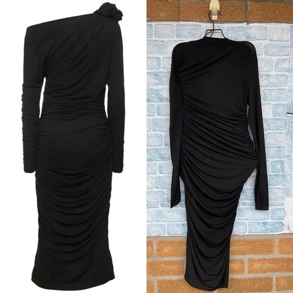 MAGDA BUTRYM Jersey Midi Dress With 3d Flower Applique size 34/4